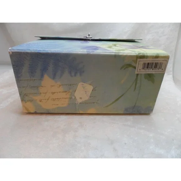 Accordion Style Recipe Card Storage Box With Floral Design & Metal Handle - Picture 4 of 6